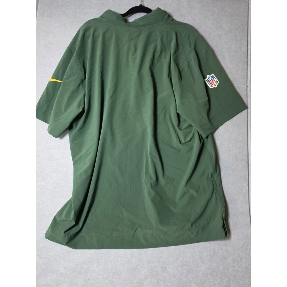 Green Bay Packers Nike Green Sideline Coach Men Short Sleeve Hoodie Jacket Sz XL